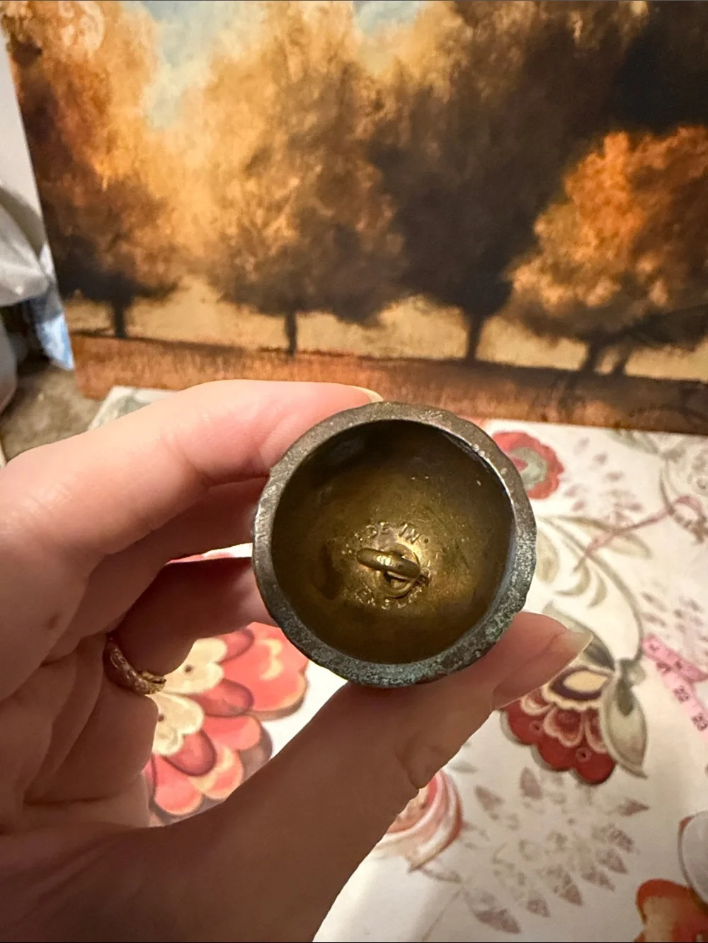 Brass Figurine Bell - Antique-Style Golden Brown Home Accent